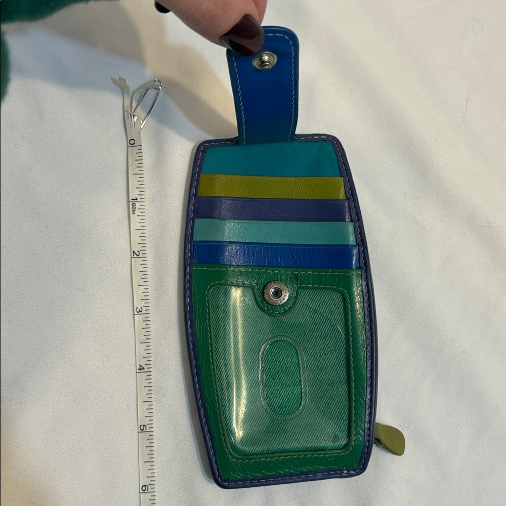 Vintage Genuine Leather Colorful Multi Color Block Funky Card Holder Wallet - Picture 5 of 10